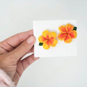 Handmade in Hawaii Plumeria Flower Earrings